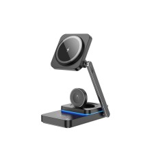 Бездротовий зарядний пристрій HOCO CQ10 Consuelo folding 3-in-1 wireless fast charger Black (6942007618359)