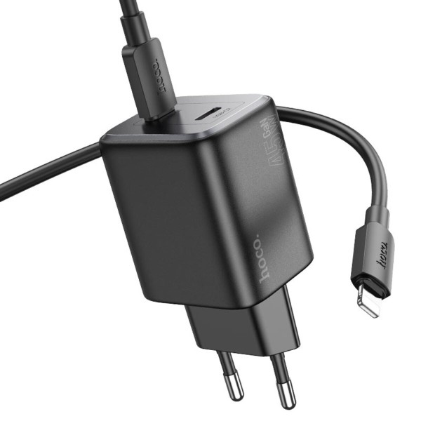 Мережевий зарядний пристрій HOCO N42 Elogiado dual-port PD45W(2C) charger set(C to iP) Black (6942007617109)