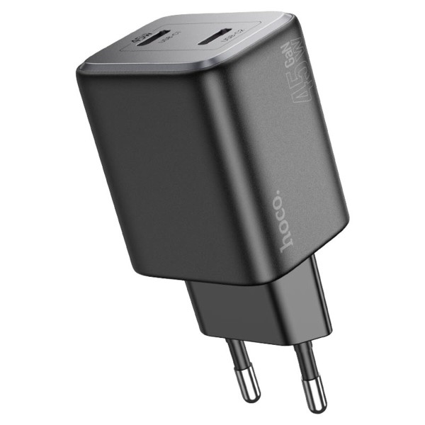 Мережевий зарядний пристрій HOCO N42 Elogiado dual-port PD45W(2C) charger set(C to iP) Black (6942007617109)