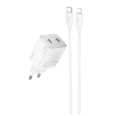 Мережевий зарядний пристрій HOCO N42 Elogiado dual-port PD45W(2C) charger set(C to iP) White (6942007617116)