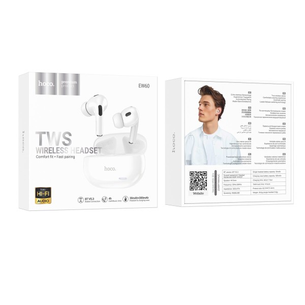 Бездротові навушники HOCO EW60 Norman true wireless BT headset White (6942007613262)