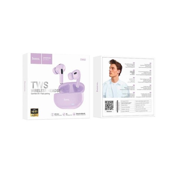 Навушники HOCO EW60 Norman true wireless BT headset Purple (6942007613279)