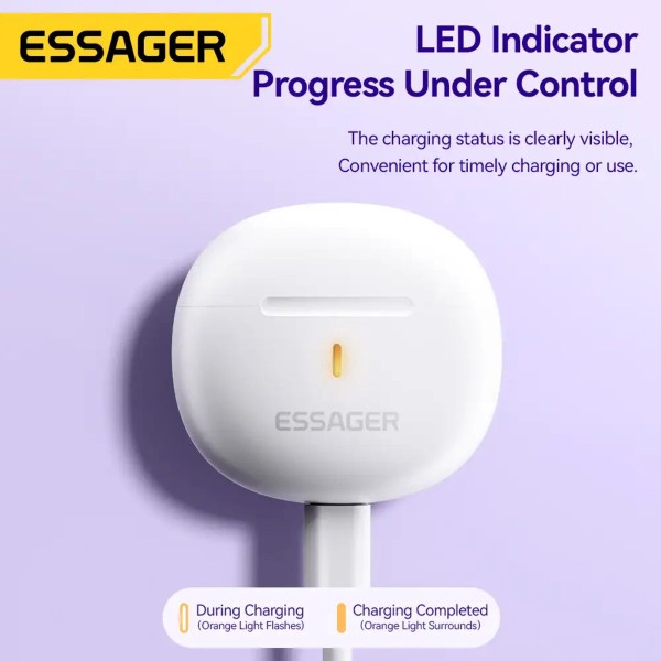 Бездротові навушники ESSAGER (color box) Shining TWS Bluetooth earphones White (EEJTW-SL02)