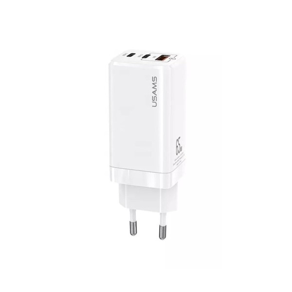 Мережевий зарядний пристрій Usams US-CC110 T33 65W 3 Ports GaN Mini Fast Charger white (CC110TC02)