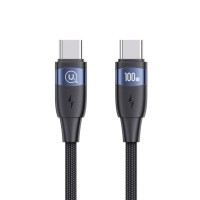 Кабель Usams US-SJ632 U85 Type-C To Type-C PD100W Aluminum Alloy Fast Charging & Data Cable black (SJ632USB01)
