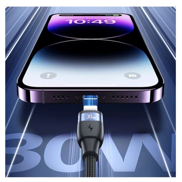 Кабель Usams US-SJ634 U85 Type-C To Lightning PD 30W Aluminum Alloy Fast Charging & Data Cable 1.2m black (SJ634USB01)