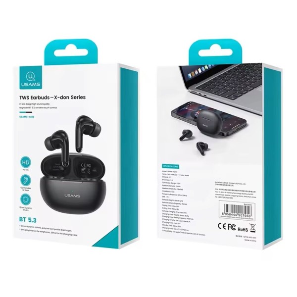 Бездротові навушники Usams USAMS-XD18 TWS Earbuds --X-don Series BT5.3 black (BHUXD01)