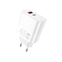 Мережевий зарядний пристрій WUW-C209 45W PD USB-C + USB QC3.0 18W white (WUW-C209)