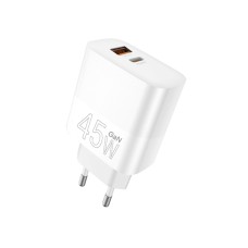 Мережевий зарядний пристрій WUW-C209 45W PD USB-C + USB QC3.0 18W white (WUW-C209)