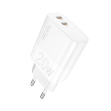 Мережевий зарядний пристрій WUW-C193 PD20W Charger USB C + USB C white (6972573336616)