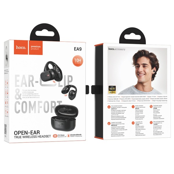 Бездротові навушники HOCO EA9 Clear sound clip-on true wireless BT headset Black (6942007629188)