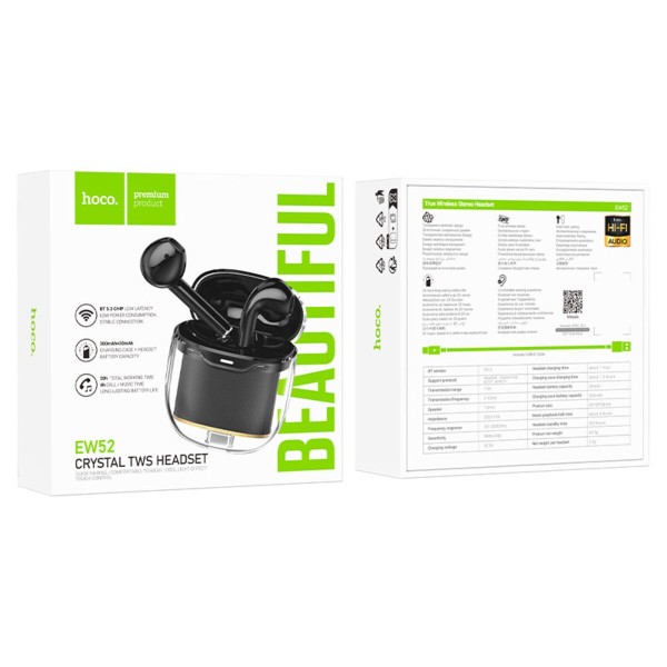 Бездротові навушники HOCO EW52 Lilly true wireless BT headset Black (6942007620536)