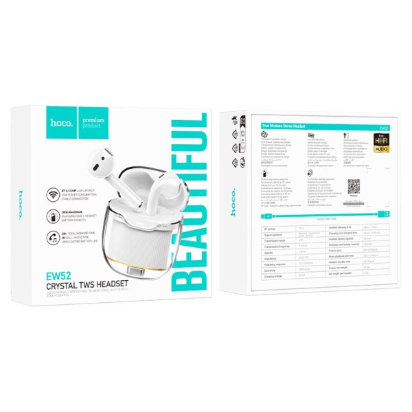 Бездротові навушники HOCO EW52 Lilly true wireless BT headset White (6942007620543)
