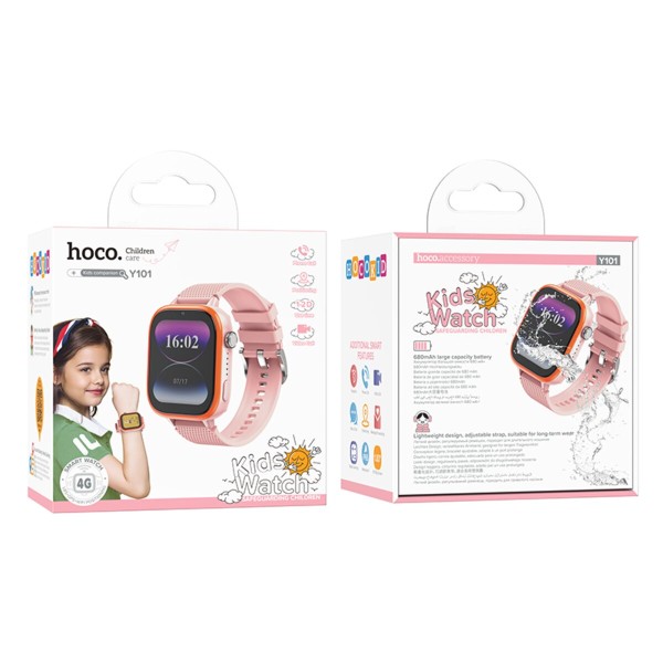 Дитячий cмарт-годинник Hoco Y101 4G children smart watch Pink (6942007626422)