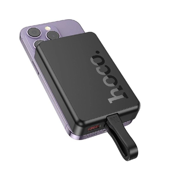 Зовнішній акумулятор HOCO Q24 Elegant 22.5W+PD20W fully compatible power bank with cable and magnetic fast charging(10000mAh) Black (6942007623438)