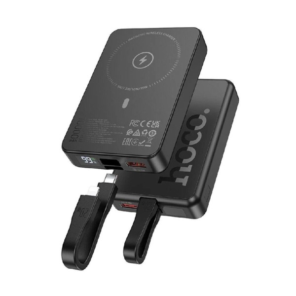Зовнішній акумулятор HOCO Q24 Elegant 22.5W+PD20W fully compatible power bank with cable and magnetic fast charging(10000mAh) Black (6942007623438)