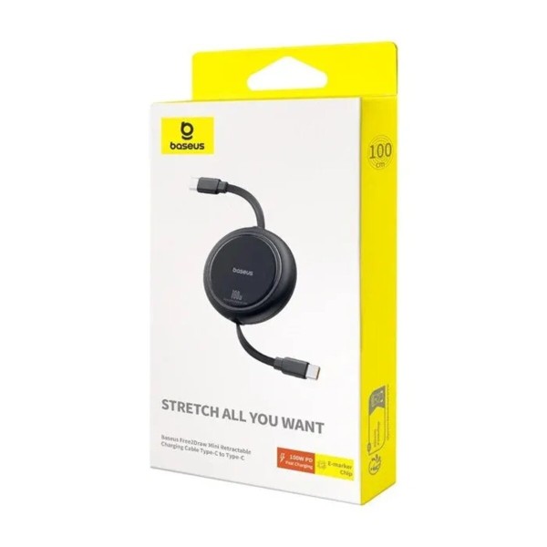 Кабель Baseus Free2Draw Mini Retractable Charging Cable Type-C to Type-C 100W 1m Cluster Black (P10364500111-00)