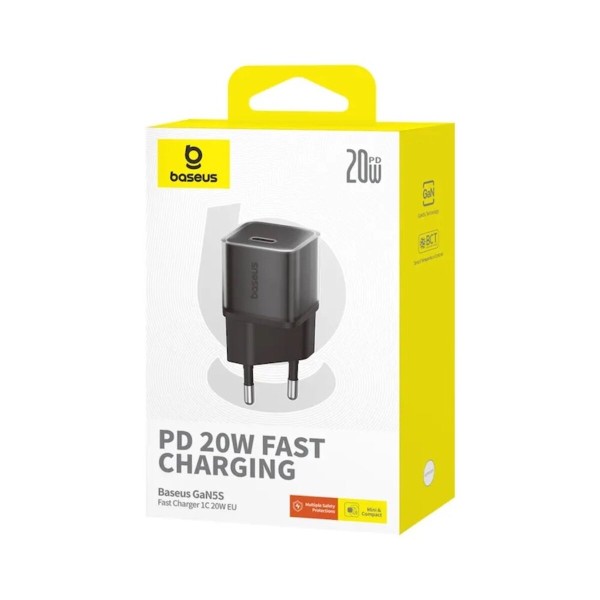 Мережевий зарядний пристрій Baseus GaN5S Fast Charger 1C 20W EU Cluster Black (P10162503113-00)