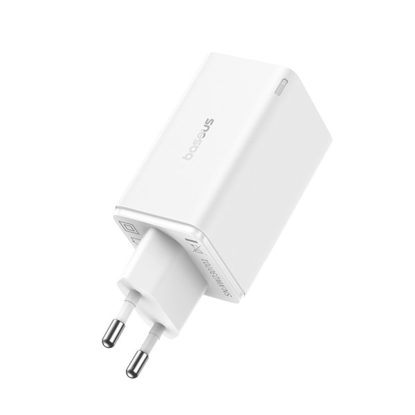 Мережевий зарядний пристрій Baseus GaN6 Pro Fast Charger 2C+2U 65W  EU Moon White((With:Mini White Cable Type-C to Type-C 100W(20V/5A) 1m White） (P10162701213-00)