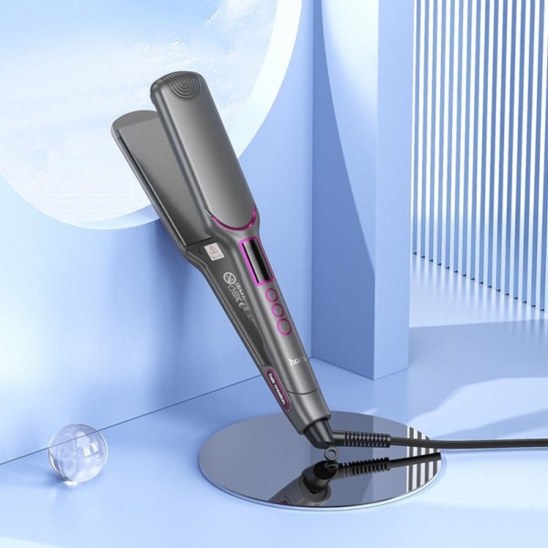 Гребінець для випрямлення волосся з цифровим дисплеєм HOCO HP42 Wide board hair straightener with digital display(EU) Gray (6942007631648)