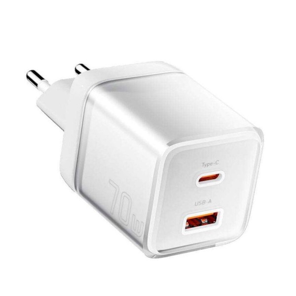 Мережевий зарядний пристрій ESSAGER EZCT70 Gan 1USB 1T-C 70W white (EZCT70-YQB02-Z)