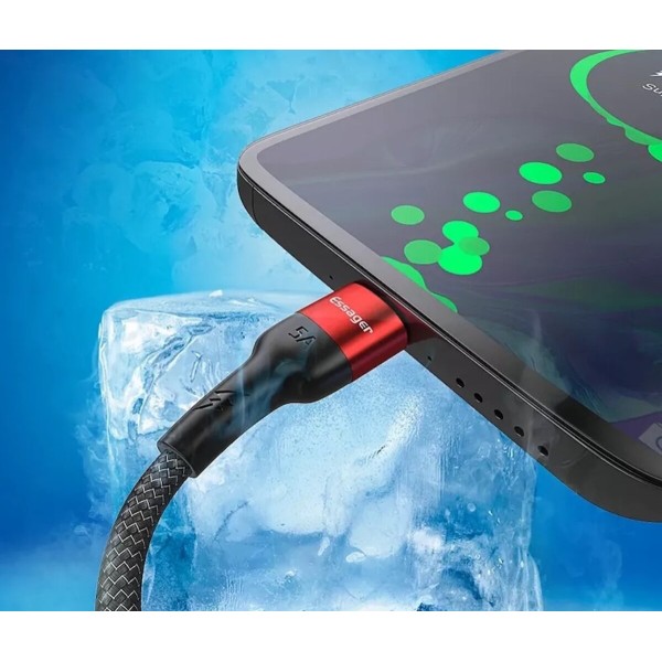 Кабель ESSAGER Fast Charging 5A USB-A to Type C 0.3m red (EXCT-FMTB09)