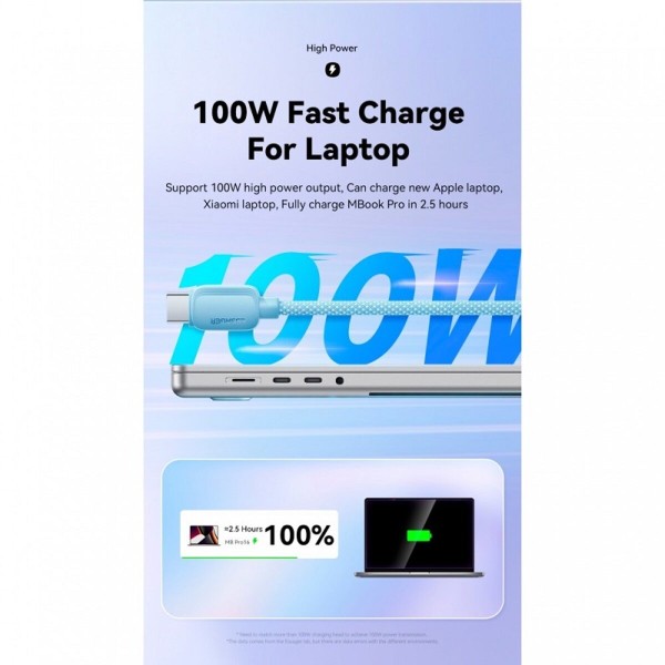 Кабель ESSAGER Waves Type-C to Type-C 100W 1m white (EXCTT1-WL02-P)