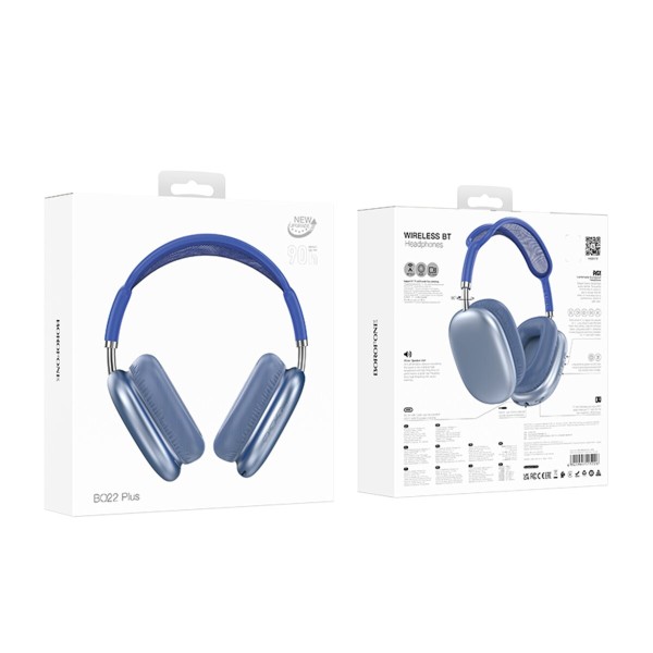 Бездротові навушники BOROFONE BO22 Plus Elegant BT headphones Sky Blue (6941991115226)