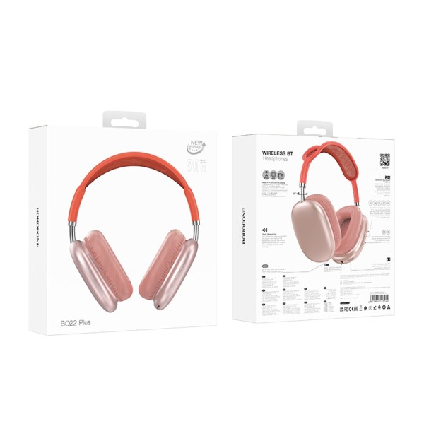 Бездротові навушники BOROFONE BO22 Plus Elegant BT headphones Pink (6941991115240)