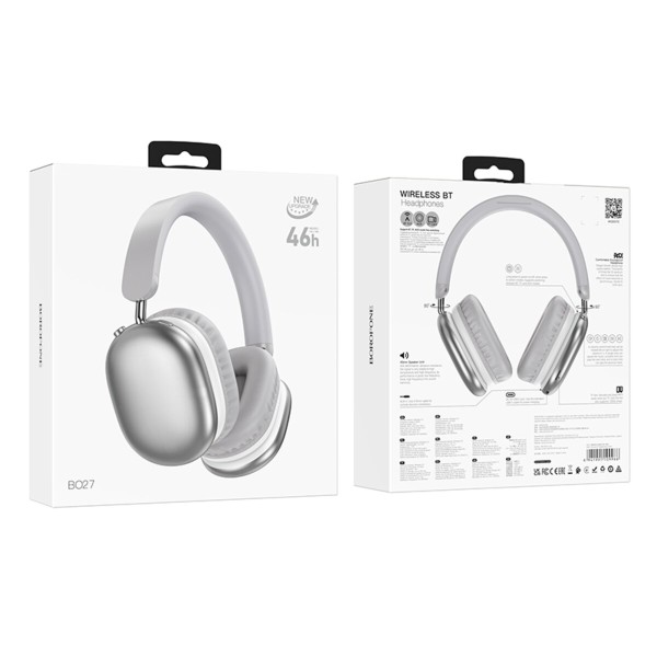 Бездротові навушники BOROFONE BO27 Rhyme BT headphones Silver (6941991109966)