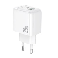 Мережевий зарядний пристрій BOROFONE BAS44A Potential PD20W+QC3.0 charger(EU) White (6941991113840)