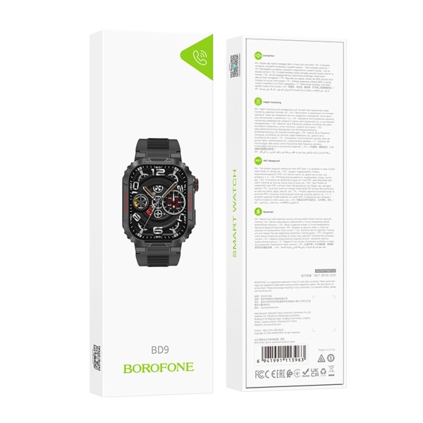 Смарт-годинник BOROFONE BD9 Smart sports watch (call version) Black (6941991113963)