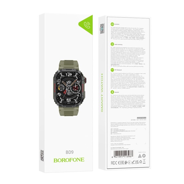 Смарт-годинник BOROFONE BD9 Smart sports watch (call version) Green (6941991113987)