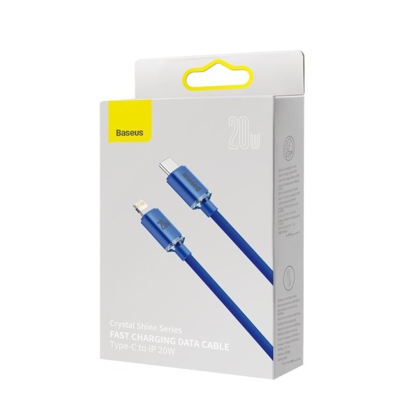 Кабель Baseus Crystal Shine Series Fast Charging Data Cable Type-C to iP 20W 2m Blue (CAJY000303)