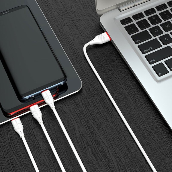 Кабель BOROFONE BX17 3-in-1 Enjoy charging cable for iP+Micro+Type-C White (6957531099369)