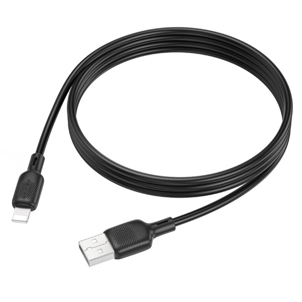 Кабель BOROFONE BX113 Lenny silicone charging data cable iP(L=1M) Black (6941991115394)