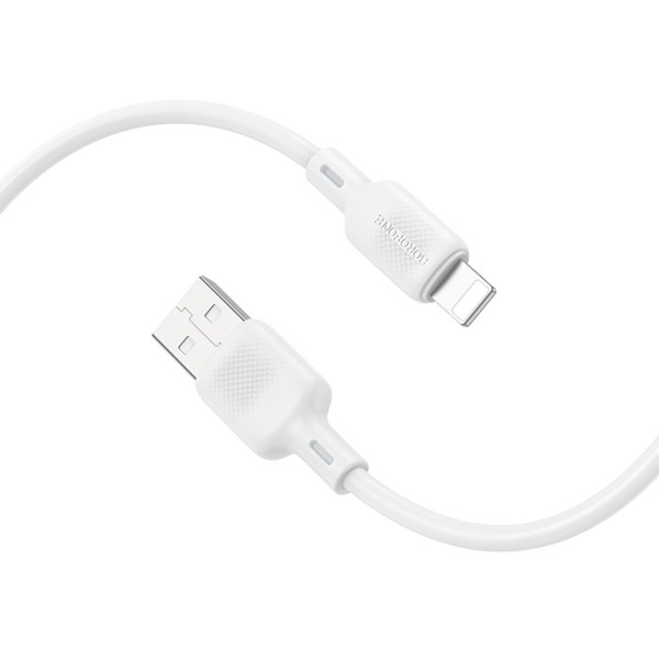 Кабель BOROFONE BX113 Lenny silicone charging data cable iP(L=1M) White (6941991115400)