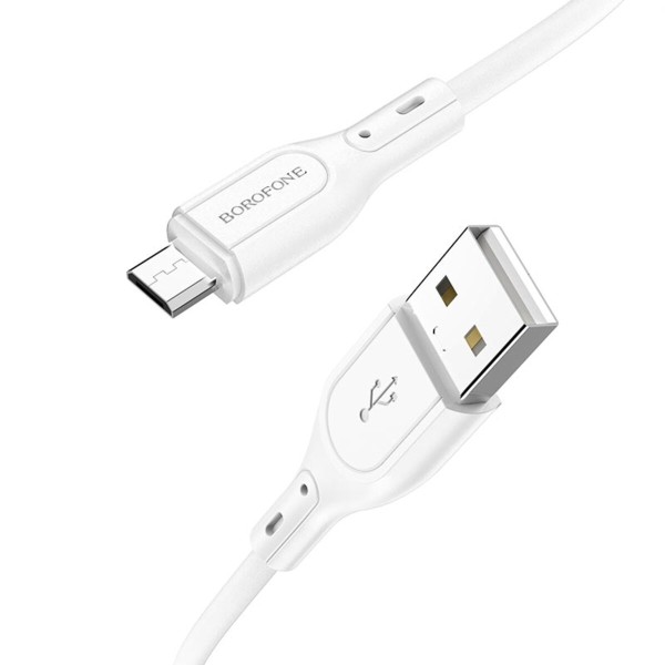 Кабель BOROFONE BX66 Wide way silicone charging data cable for Micro White (6974443382433)