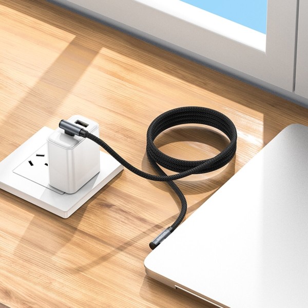 Кабель BOROFONE BU50 elbow magnetic 60W charging data cable Type-C to Type-C 1m Black (6941991111136)