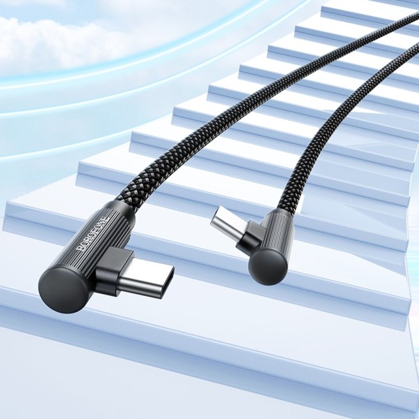Кабель BOROFONE BU50 elbow magnetic 60W charging data cable Type-C to Type-C 1m Black (6941991111136)