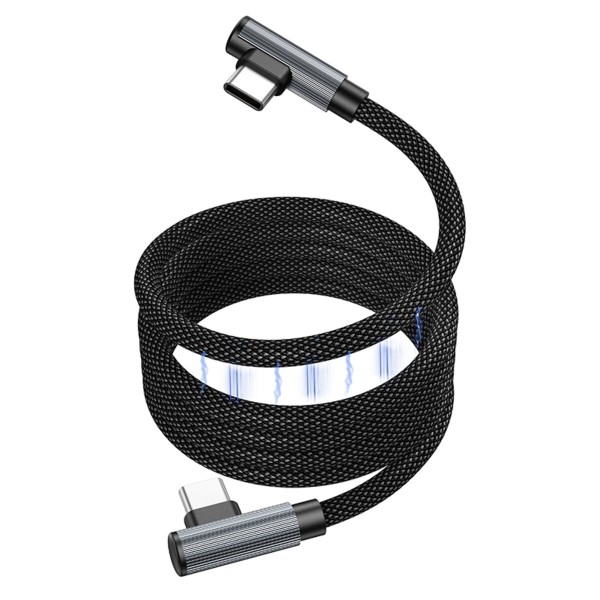 Кабель BOROFONE BU50 elbow magnetic 60W charging data cable Type-C to Type-C 1m Black (6941991111136)