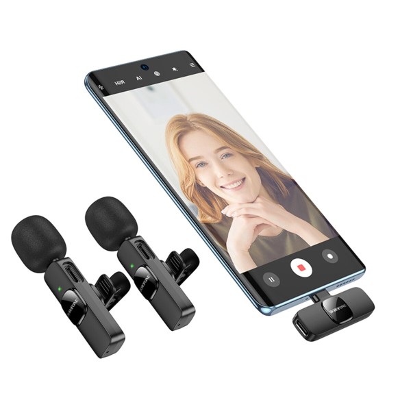 Бездротова мікрофонна система BOROFONE BFK15 Dual-mic lavalier wireless digital microphone (iP/Type-C) Black (6941991117107)