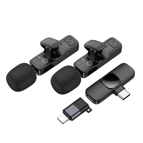Бездротова мікрофонна система BOROFONE BFK15 Dual-mic lavalier wireless digital microphone (iP/Type-C) Black (6941991117107)