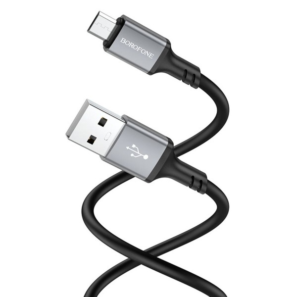 Кабель BOROFONE BX83 Micro Famous silicone charging data cable Black (6974443386387)