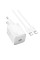 Мережевий зарядний пристрій HOCO N40 Mighty single port PD20W charger set(Type-C to Type-C) White (6942007617017)
