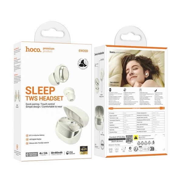 Бездротові навушники HOCO EW200 Elegant true wireless sleep BT headset Milky White (6942007632645)
