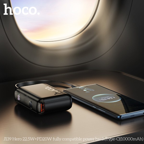 Зовнішній акумулятор HOCO J139 Hero 22.5W+PD20W fully compatible power bank(Type-C)(10000mAh) Black (6942007636483)