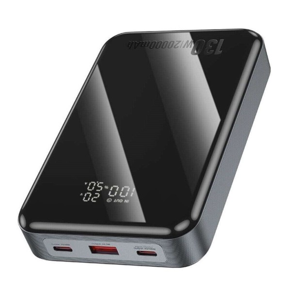 Зовнішній акумулятор HOCO Q30A Fast charge 130W power bank(20000mAh) Metal Gray (6942007634069)