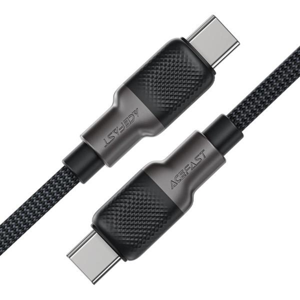 Кабель ACEFAST C10-03 Type-C to Type-C 3A, 60W, 1.2m, silicone, zinc connectors, Black (6974316283119)