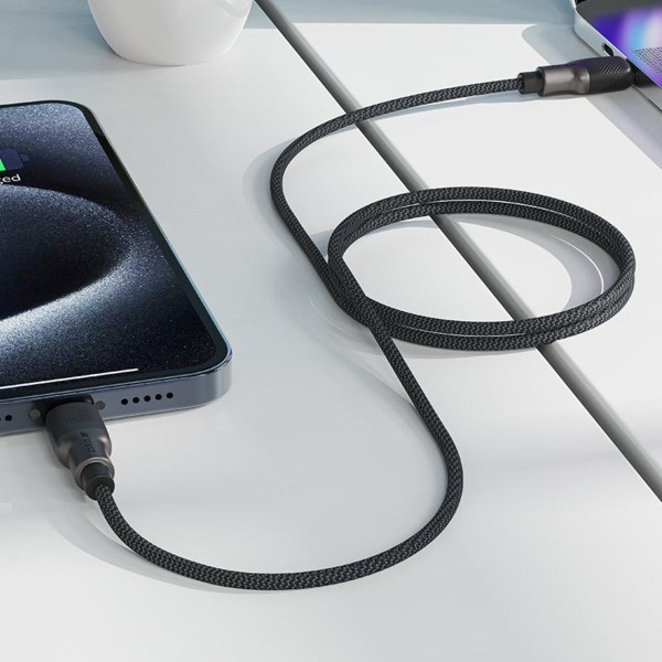 Кабель ACEFAST C10-03 Type-C to Type-C 3A, 60W, 1.2m, silicone, zinc connectors, Black (6974316283119)